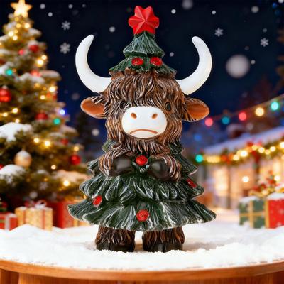 Highland Cow Ornaments Highland Cow Gifts for Women Men Mini Resin Cows Christmas Tree Figurines Decorations