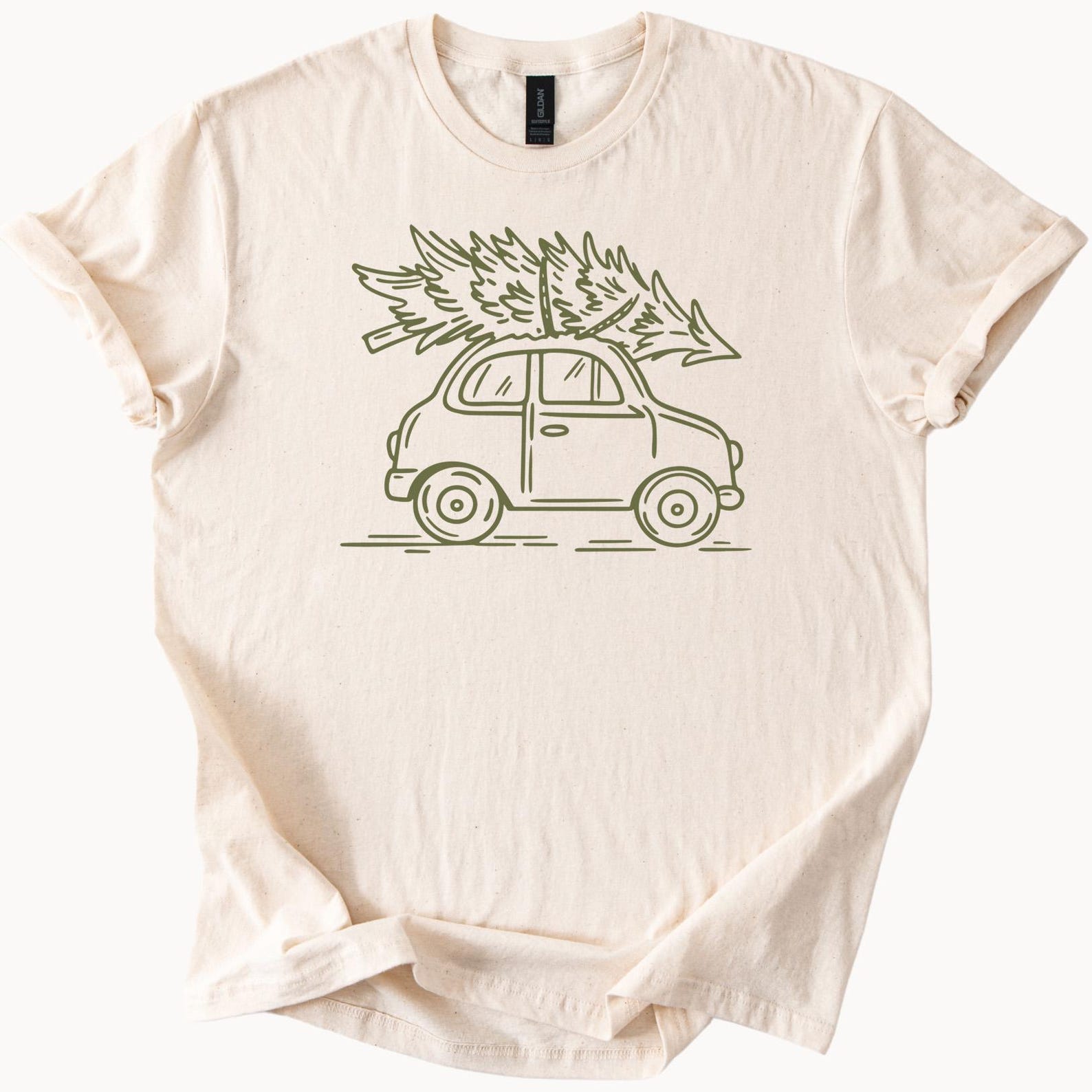 Graphic Christmas Tree Car Shirt Soft Holiday Tee 150