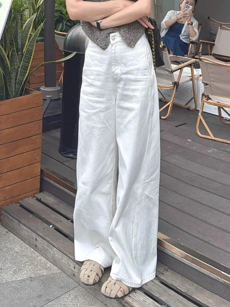 Women's Summer Linen Wide-Leg Pants - Thin, Quick-Drying Ice Silk, Cool White Banana Casual Pants 2026