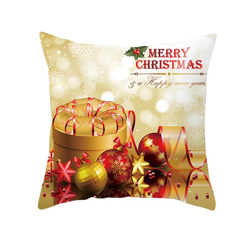 New Christmas Golden Ball Bell Pillow Cover Sofa Car Office Seat Cushion  Gold Series  Holiday Home Decoration