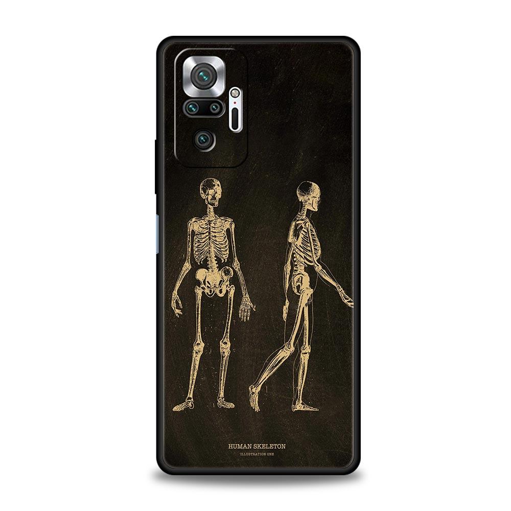 Anatomy Skeleton Chalkboard Body Heart Phone Case For Xiaomi Redmi Note 14 13 5G 10 11 12 Pro Plus 4G 14C 13C 12C 10C Cover