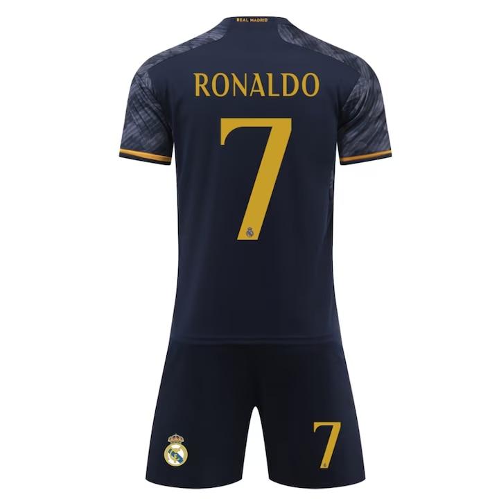 Zestaw koszulki Real Madryt Ronaldo 7, Czarny top treningowy, Oddychająca, przyjazna dla skóry koszulka piłkarska dla fanów, Unisex