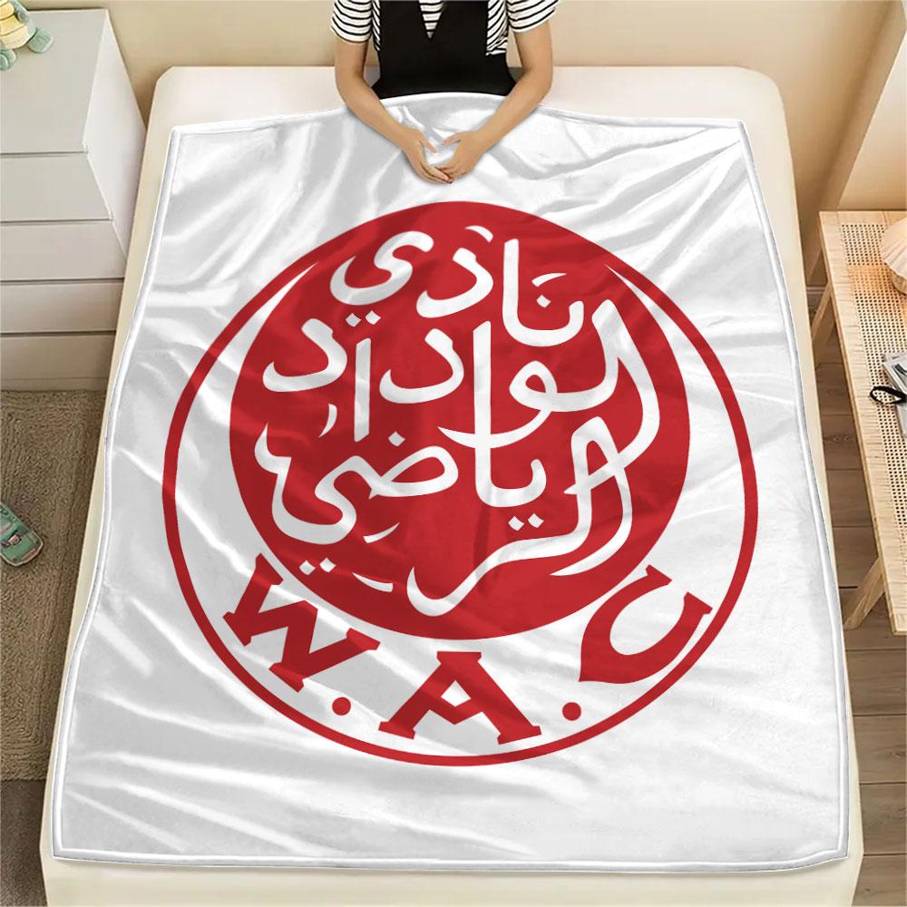 Wydad AC Printed Flannel Blanket, soft throw for bedroom sofa, washable,soccer fan merchandise, great gift.