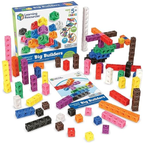Learning Resources MathLink Series Cubes, Large Capacity, 200-Piece Set, for Ages 5 and Up, LER9291, Authentic