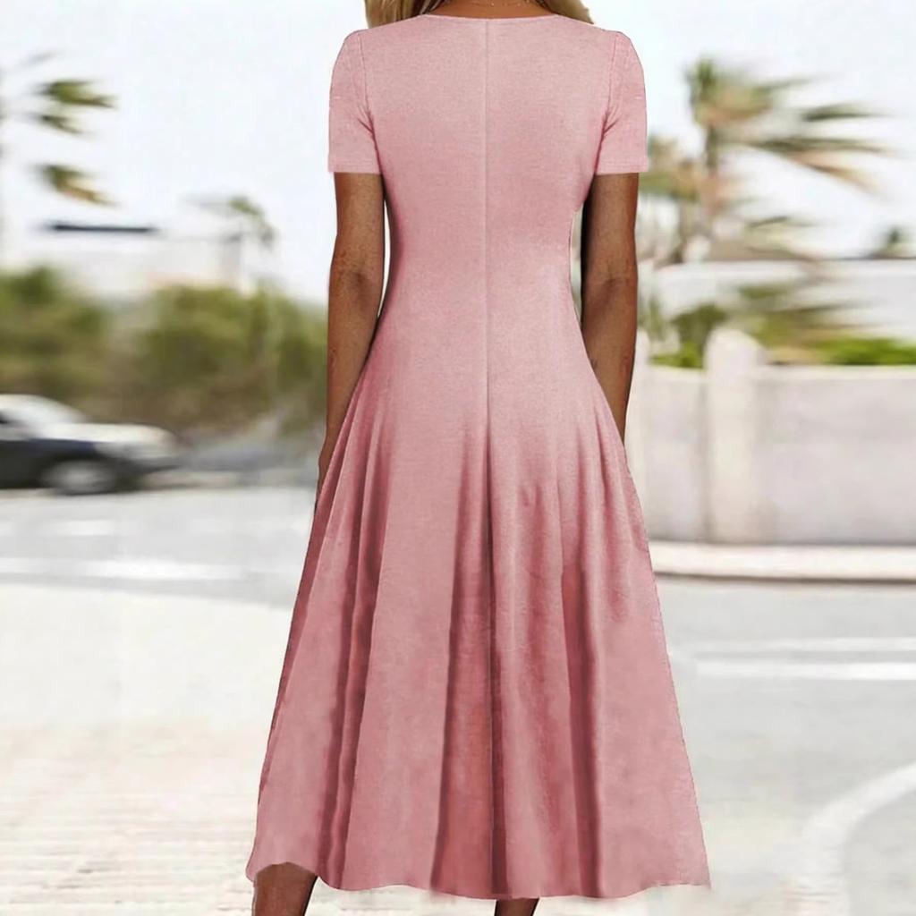 Women's Spring/Summer New Style Irregular Cake Skirt Short Sleeve Strappy High-Waisted Dress