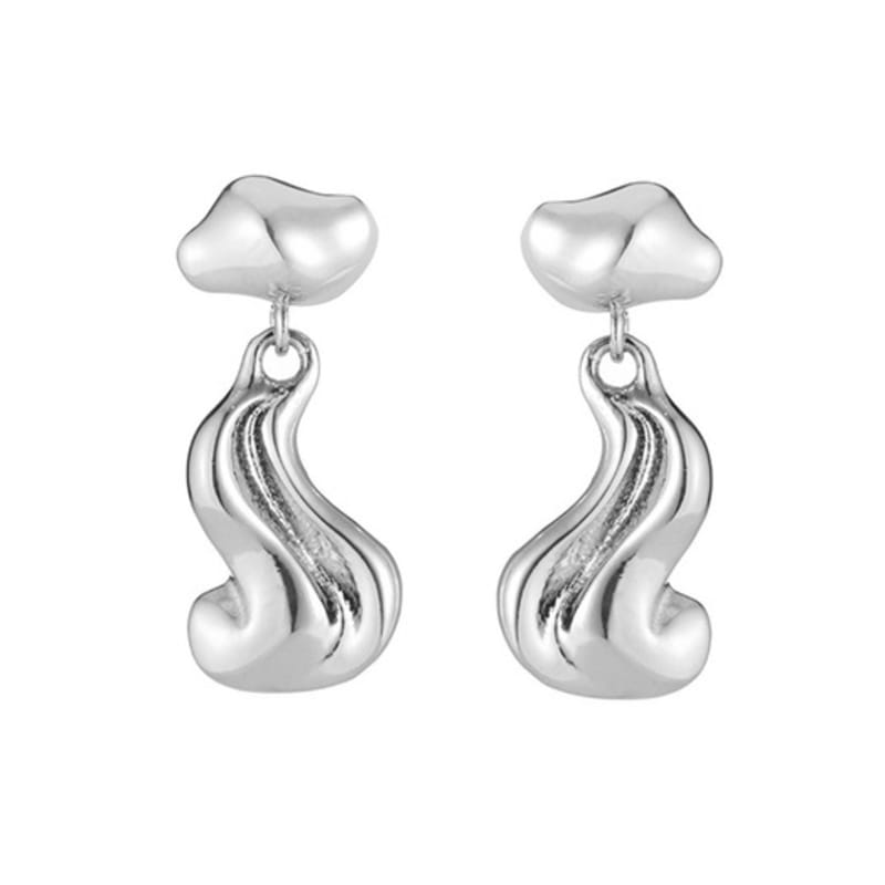 Invisible collage CURVED MATIERE EARRING_SILVER