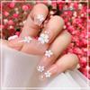 100pcs 3D Japanese-Style Five-Petal White Flower Resin Nail Decorations