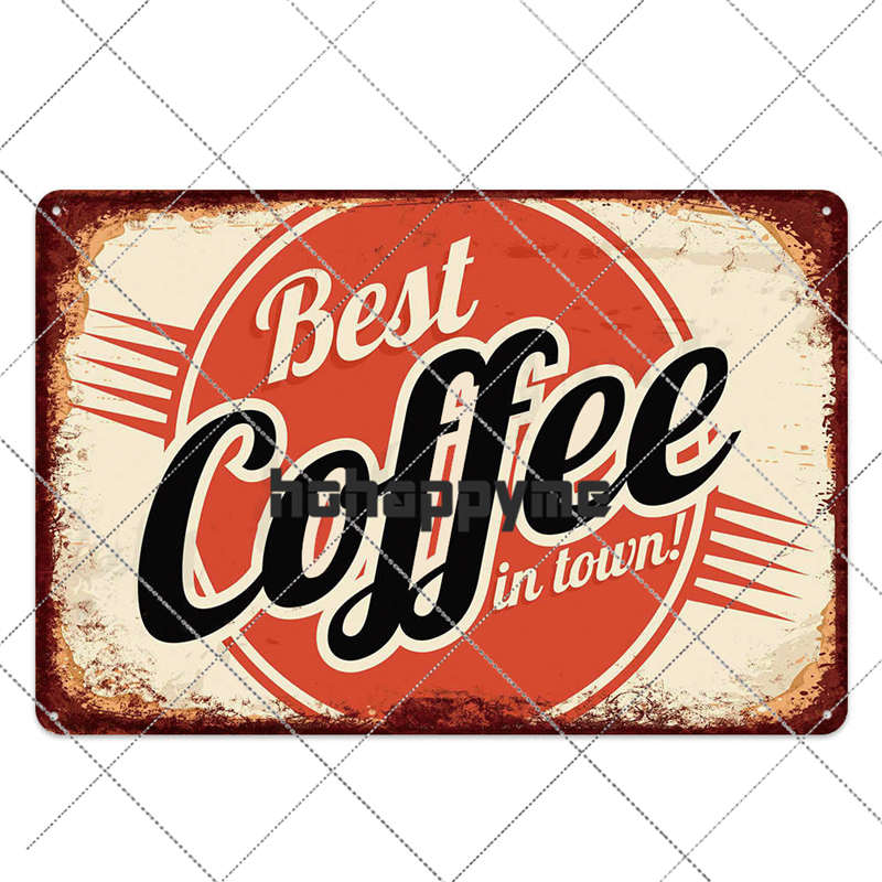 Coffee Tin Sign Vintage Metal Plaque Kitchen Coffee Bar Cafe Retro Posters Pub Wall Decorative Plates Home Decor 20*30 cm