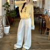 Autumn bottoming shirt with contrasting color fake two-piece knitted sweater lazy wind long-sleeved sweater jacket women