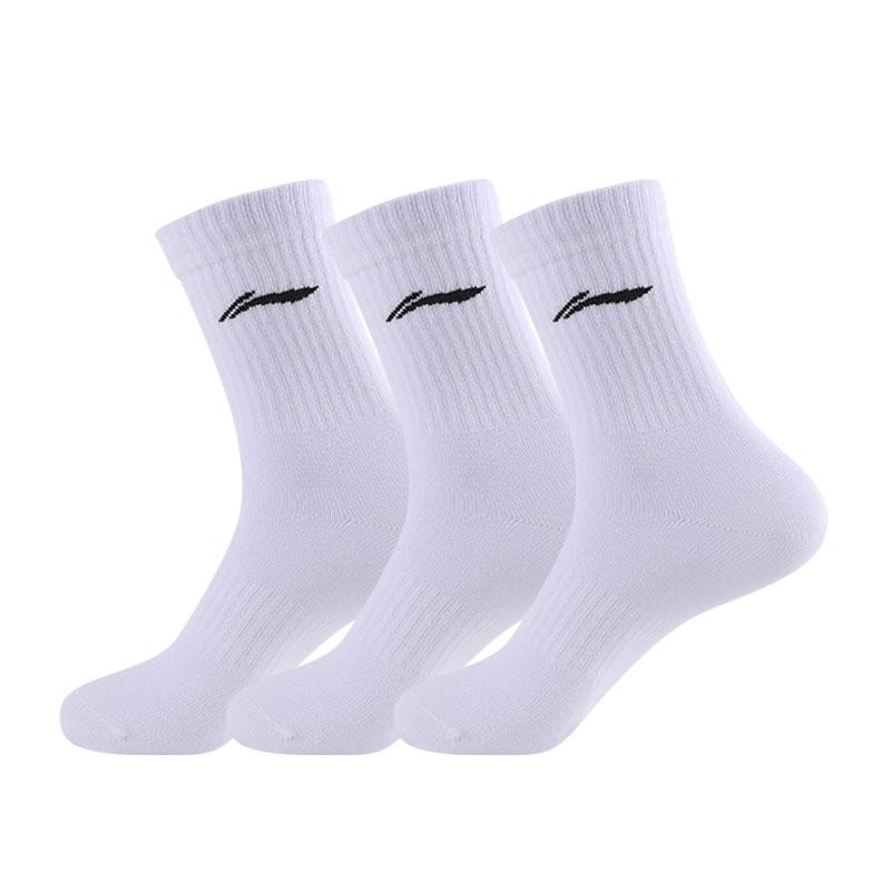 Li Ning Crew Socks Unisex 3 Pack White LNMB907
