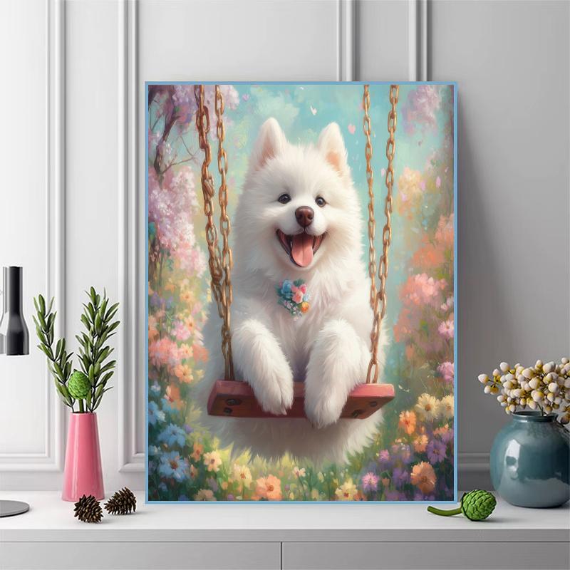 Cute Samoyed Pattern 3pcs 100% Round Full Drill 5D DIY Diamond Painting Embroidery Cross Stitch Rhinestone Décor