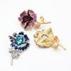 Elegant Crystal Enamel Flower Brooch Women's Accessory Pin - Creative Corsage Gift