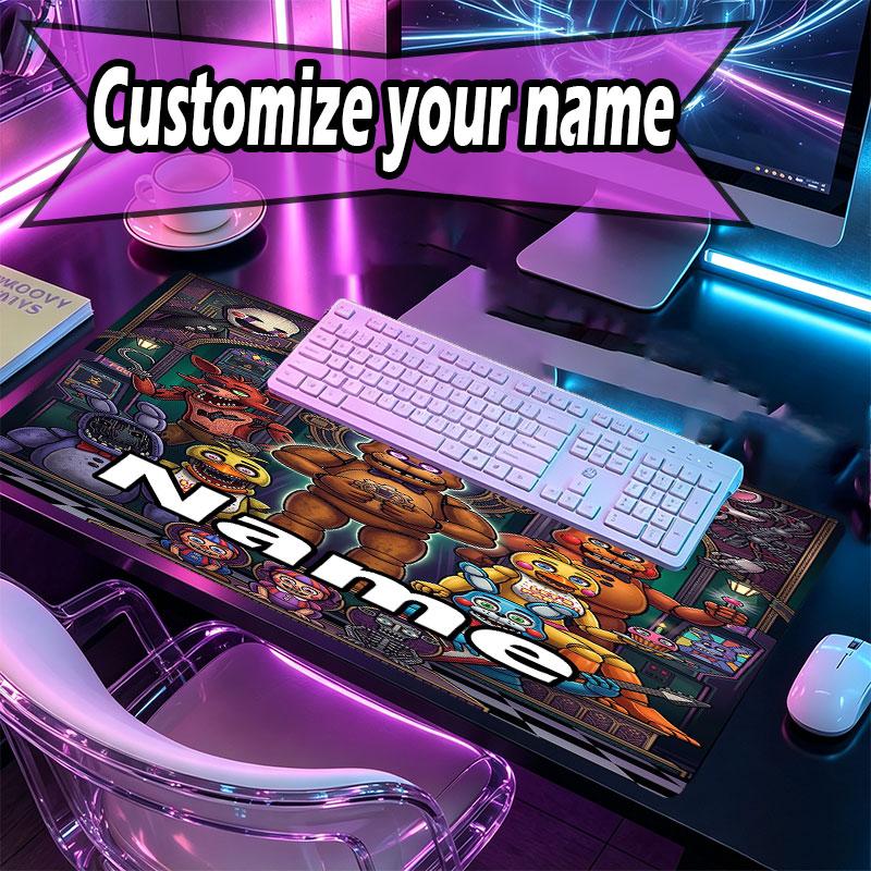 Personalizovaná podložka pod myš s motivem Five Nights at Freddy's a vlastním jménem, Podložka na stůl pro notebook PC, Dekorativní podložka na stůl pro domácnost, Podložka pod klávesnici, Dárek