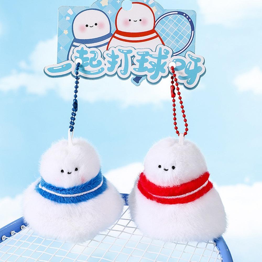 Cartoon Badminton Bag Pendant Stuffed Doll Badminton Plush Toy Keychain  Backpack Decor