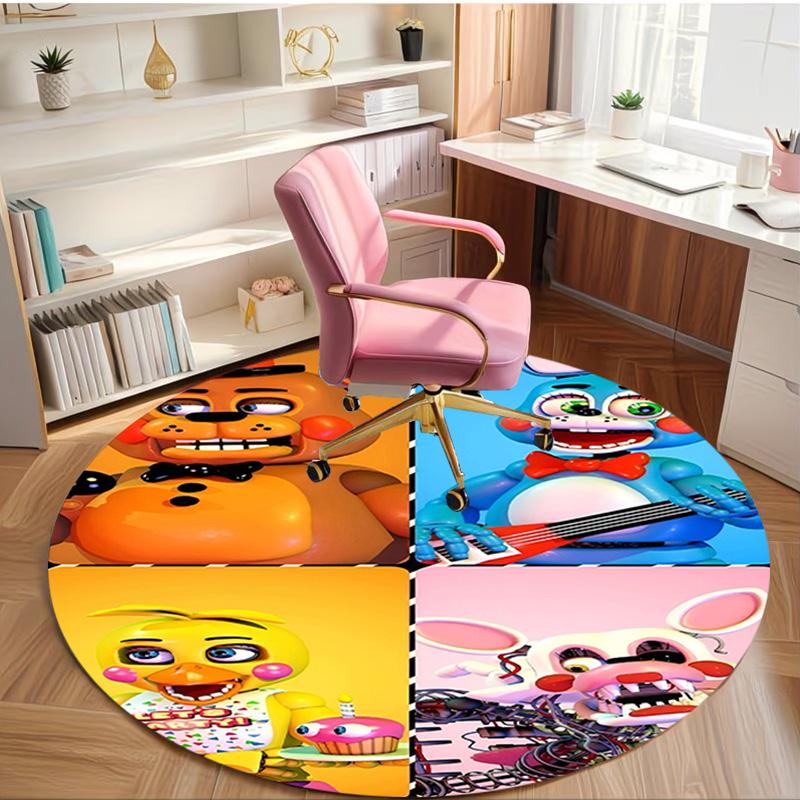 Five Nights At Freddy's Print Round Rug, Washable Floor Carpet, For Entryway Dorm Laundry Room Office Study, Home Decor Birthday Christmas Gift