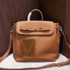 First Layer Cowhide Splicing Suede Kelly Bag Large Capacity Men's Handbag High Fashion Shoulder Messenger Bag