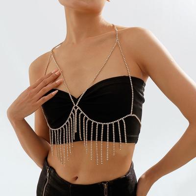 European Rhinestone Tassel Bikini Body Chain - Elegant & Sexy
