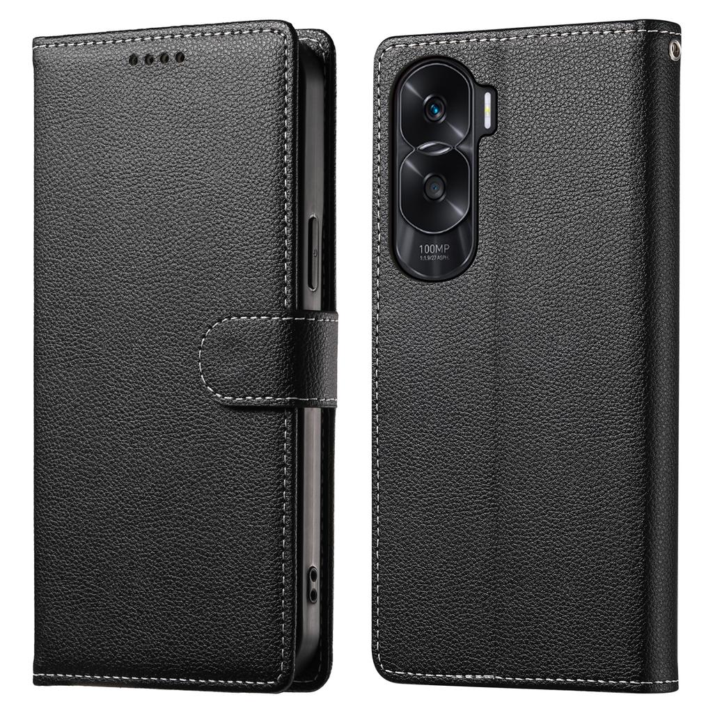 DF-012 For Honor 90 Lite 5G/X50i 5G Case Litchi Texture Leather Magnetic Clasp Wallet Stand Phone Cover