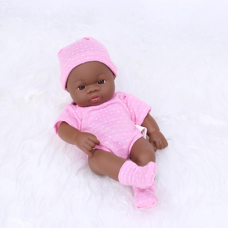 7.87 Inch Reborn Dolls Mini Black Skin Soft and Full Body Vinyl Doll Lifelike Soft Reborn Doll Washable Doll For Toys Gifts