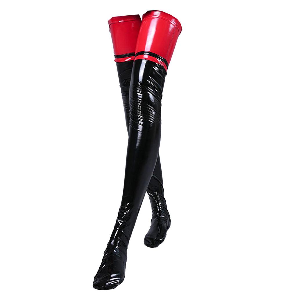 Damen Lackleder Strümpfe Overknee Lange Socken für Rock Accessoires