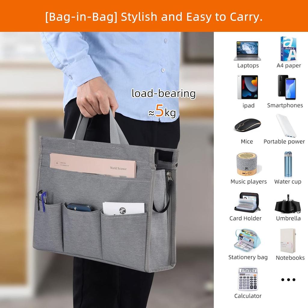 MASTLU Under Desk Hanging Storage Bag, Desk Organizer Storage, Office Side Storage Bag, Compatible with A4 Files, Detachable Handle Design, No