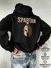Hooded SPARTAN Spartan Helmet Print Western Retro Style Casual Sweatshirt