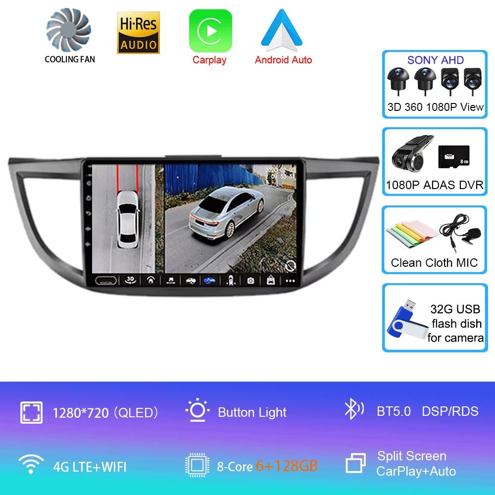 For Honda CRV CR-V 2011 2012 2013 2014 2015 2016 Carplay Android 14 Radio Mobil Multimedia Video Player Navigasi GPS 2din Screen