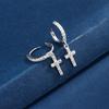Fashion Punk Tone Full Inlay Zircon Cross Pendant Huggie Hoop Earrings for Women Men Exquisite Personality Couple Ear Jewelry