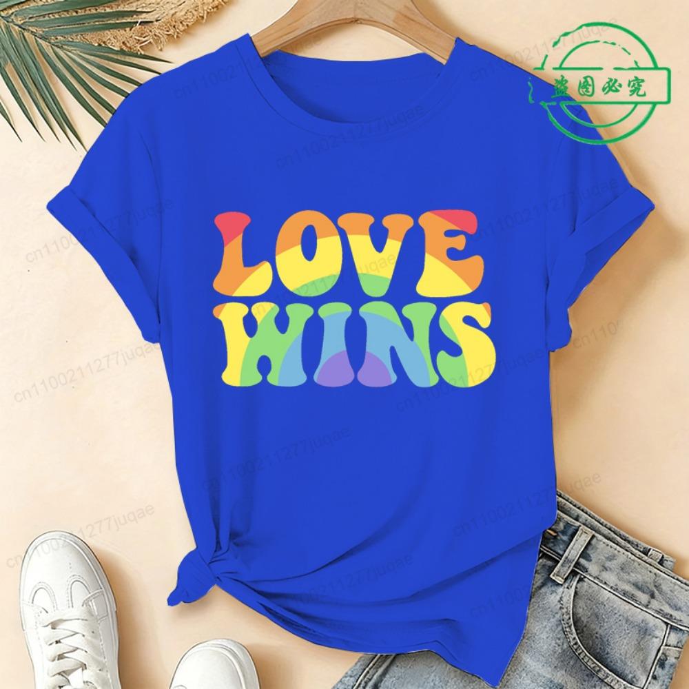 

Summer Fashion Women Tshirt Short Sleeve Women Tshirt Ladies Tee Shirt Top Love Wins Print T-Shirts Female Camisetas Mujer XXS