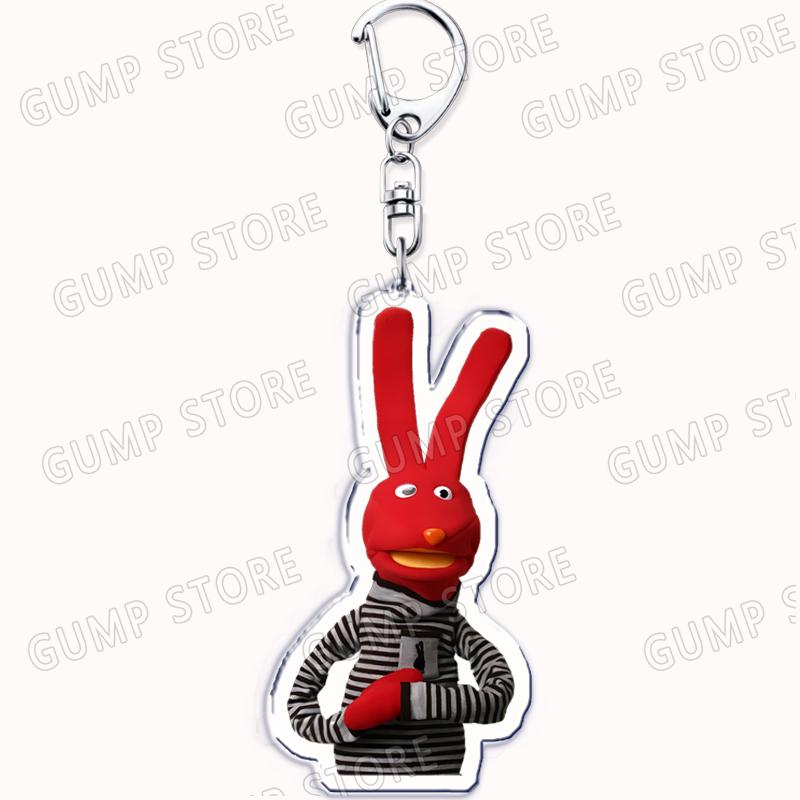 Cartoon Angry Red Rabbit Keychains for Accessories Key Chain Jewelry Nunca Habia Visto Tanta Prison Bunny Keyrings Fans Gifts