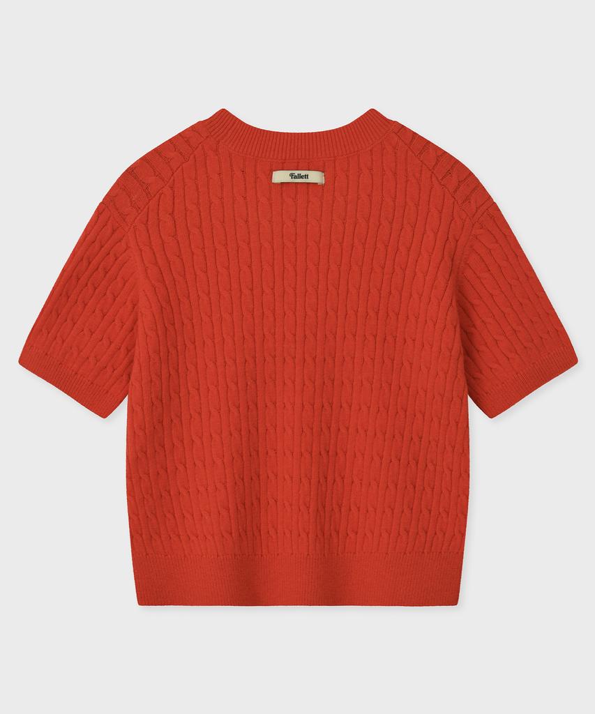 FALLETT Cable Short Sleeve Knit Red