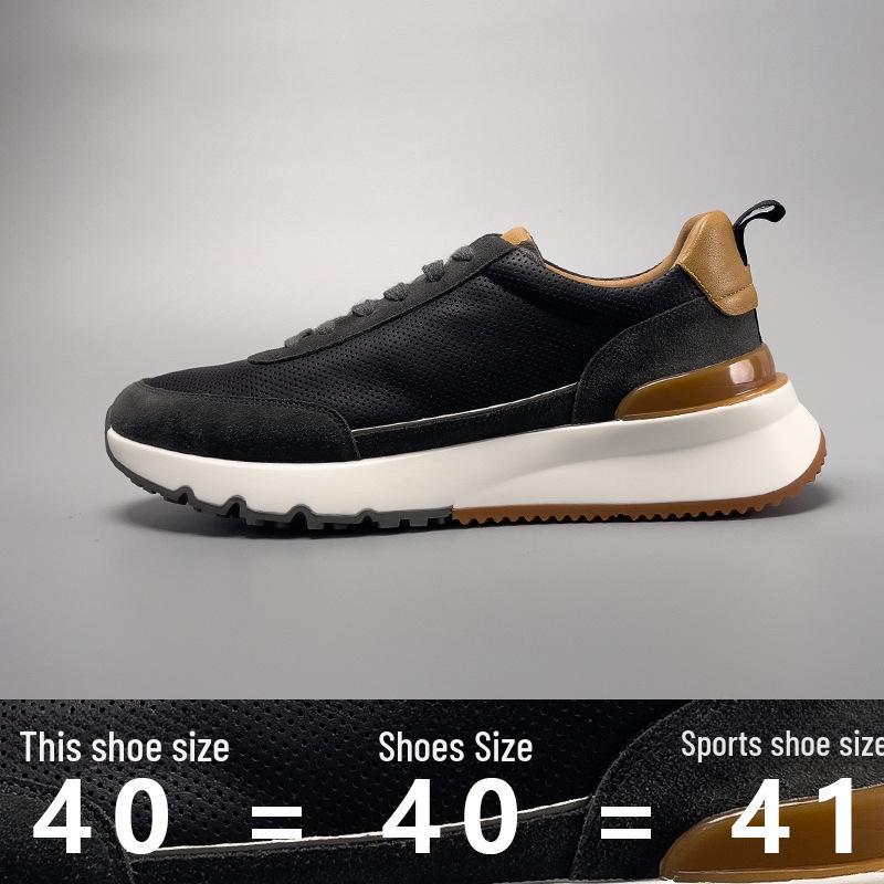 

Genuine Leather Men s Casual Handmade Shoes - Breathable Cowhide Forrest Gump Style 38 (equals sneaker size 39)