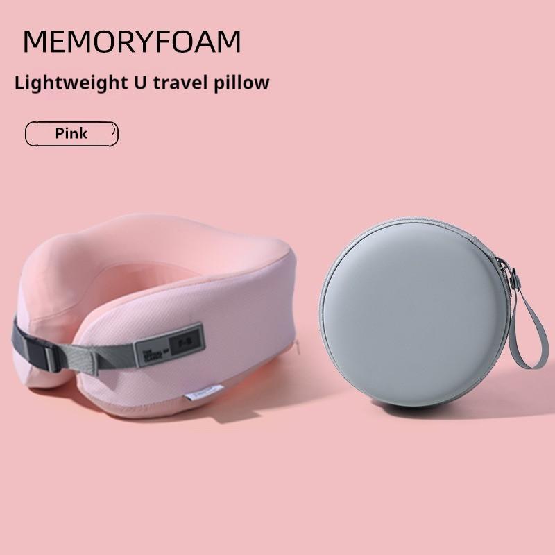 Travel Neck Pillow Memory Foam Pillow for Airplane Car Office Supportive Cervical Neck Rest with Washable Cover