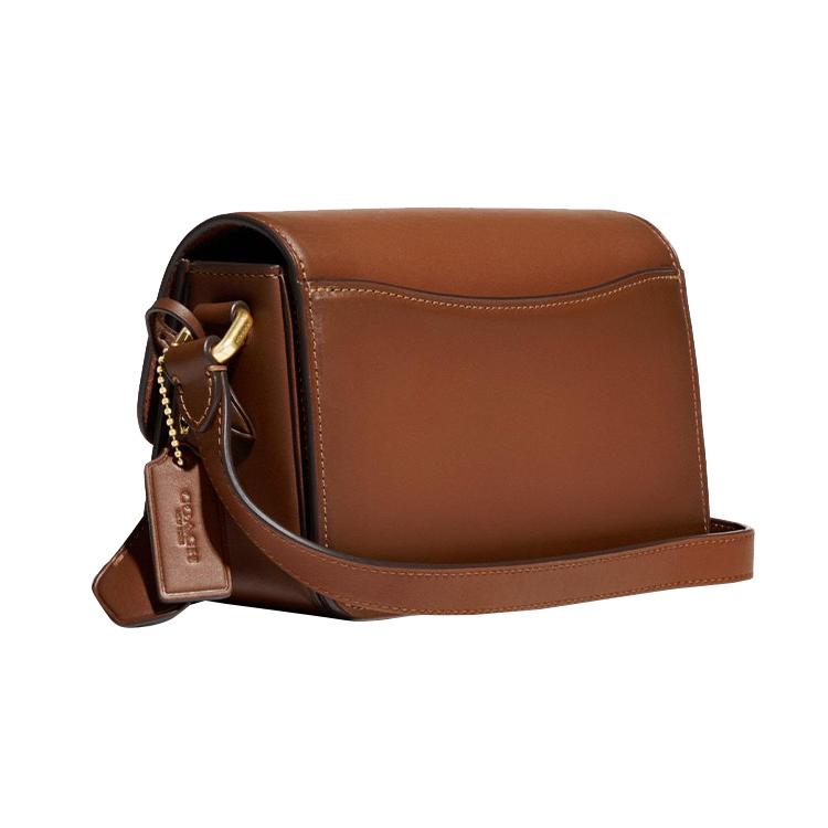 New COACH Studio Tanned Leather Small Square Bag, Crossbody Bag Trumpets Women's Saddle C8078-B4L4A