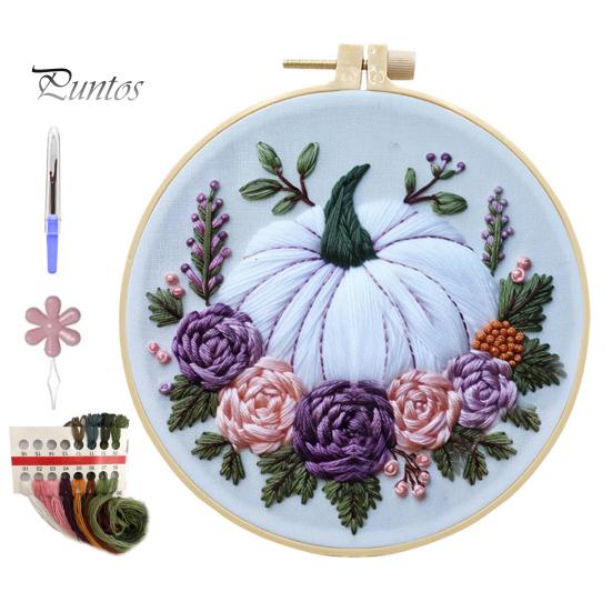 Halloween Embroidery Kit DIY Cross Stitch Kit with Embroidery Hoop Hand Embroidery Starter Handmade Gnome Crafts for Beginners Adults