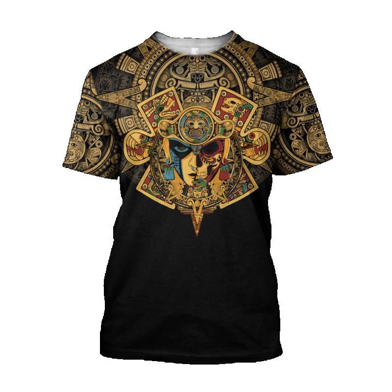Summer Trend Harajuku Mexican Aztec Quetzon Men's Casual T-shirt Street Fashion Classic Retro O-neck Loose Senior 3D Printed Top