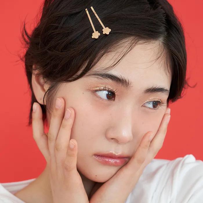 [2SET] petit flower hair pin - gold