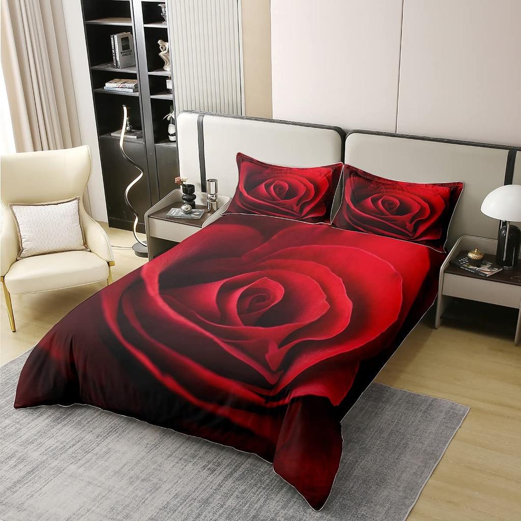 Valentine Day Home Duvet Cover Sets Queen King Size Lightweight Quilt Covers Bedroom Decor Romance Bedspread Covers No Comforter