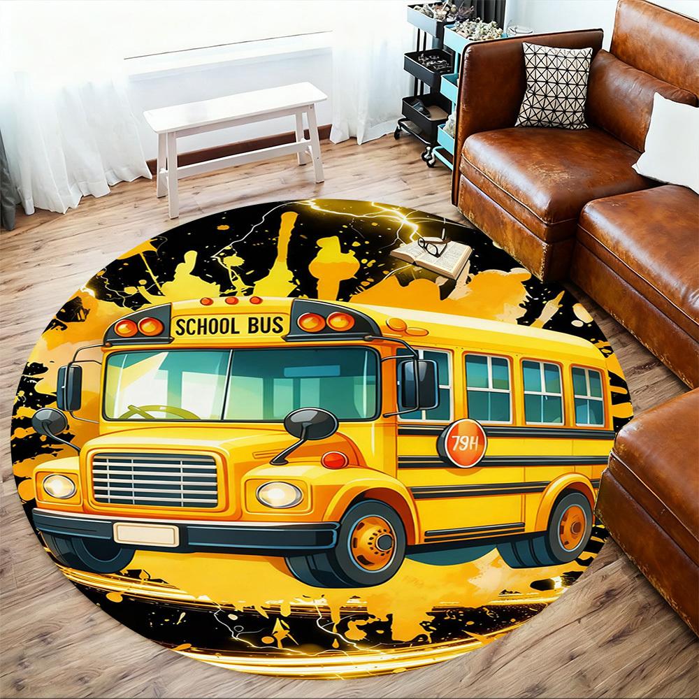 1 Stück Schulbus Blitzrunde Stuhlmatte Teppich - Rutschfest, Fußmatte für Büro, Schlafzimmer und Innendekoration - Geschenk D1127188