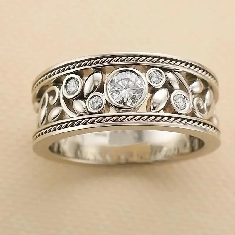 

Chic Leaf Design Finger-ring Women Copper Color Crystal Cubic Zirconia Exquisite Female Accessories Party Fashion Zircon 6