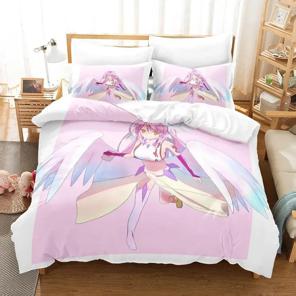 Cozy Durable Single Twin Full Queen King New Game No Life Sora and Shiro Size Bed Adult Kid Bedroom Sets Quilt