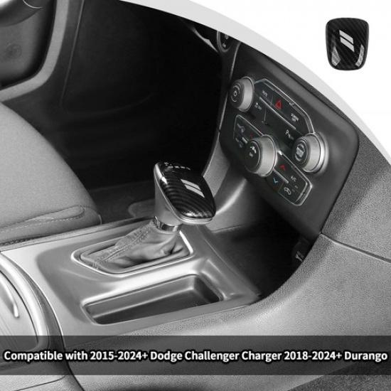 Gear Shifter Control Knob Cover Trim for Dodge Challenger Charger 15+Carbon&Gray