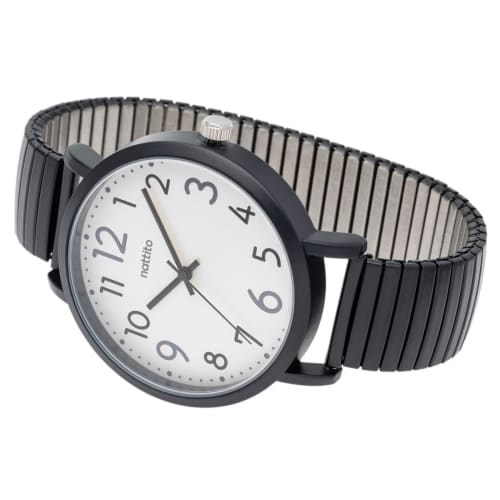 Fieldwork Women's Analog Watch with Metal Band and Accordion Strap, Stainless Steel, Simple Design, Greco Black, ST300-5