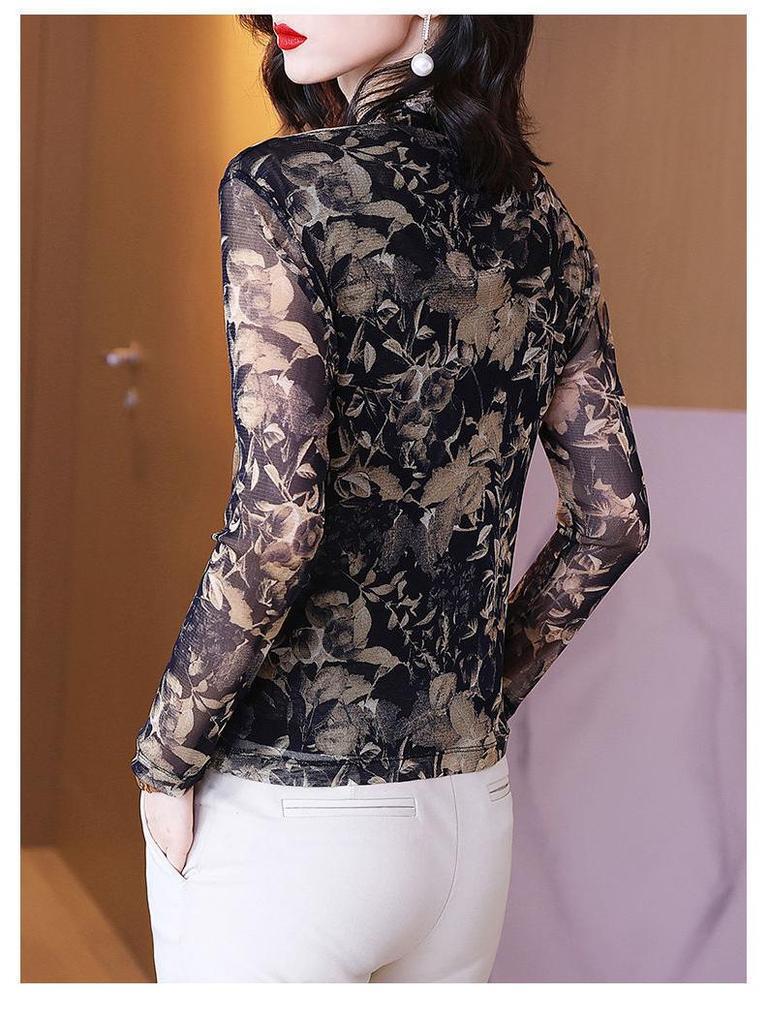 Women's High-End Mesh Top: Spring/Autumn Fashionable Short Shirt