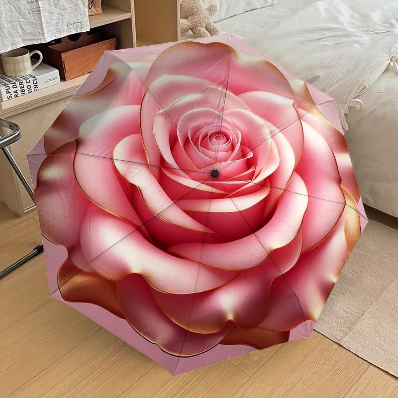 1PC Rose Petals Pattern Small Travel Compact Windproof Umbrella, Automatic Folding Umbrella, Automatic Open/Close ,Gift-139