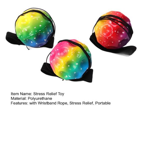 Regenbogen Stressball mit Armbandseil Stressabbau Ball Quetschspielzeug Konzentrationshilfe Anti-Angst Fidget Ball Handentspannung