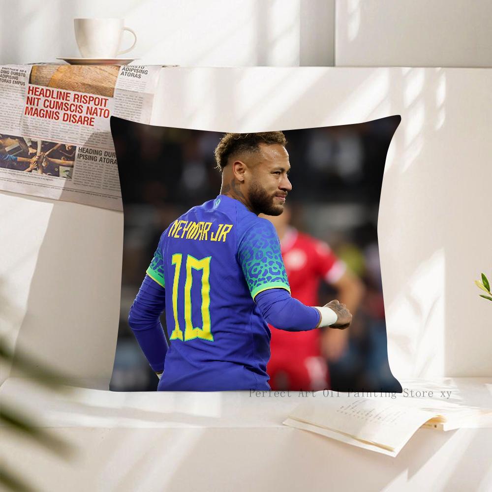 1 Stück F-Fußball N-Neymar Kissenbezug Quadratischer Kissenbezug Schlafzimmer Sofa Raum Dekoration Lässiger Kissenbezug