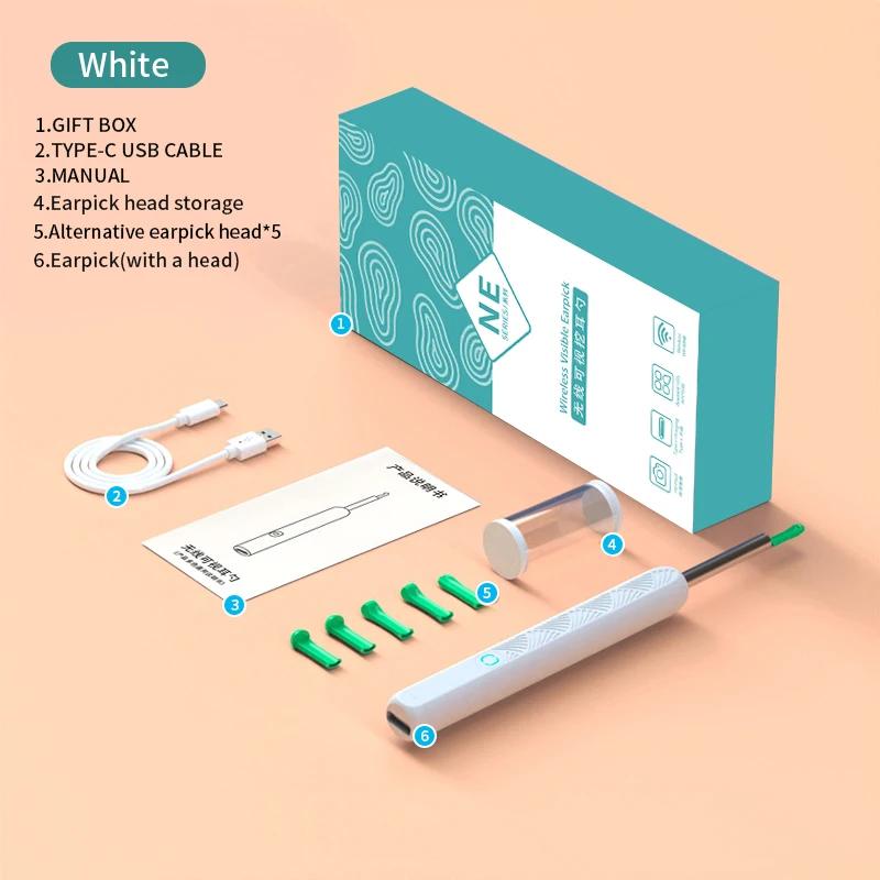 185--Smart Visual Ear Cleaner with Camera Ear Sticks USB C Charging Ear Wax Removal Tool WIFI Connection 6 LED Lights Earpick