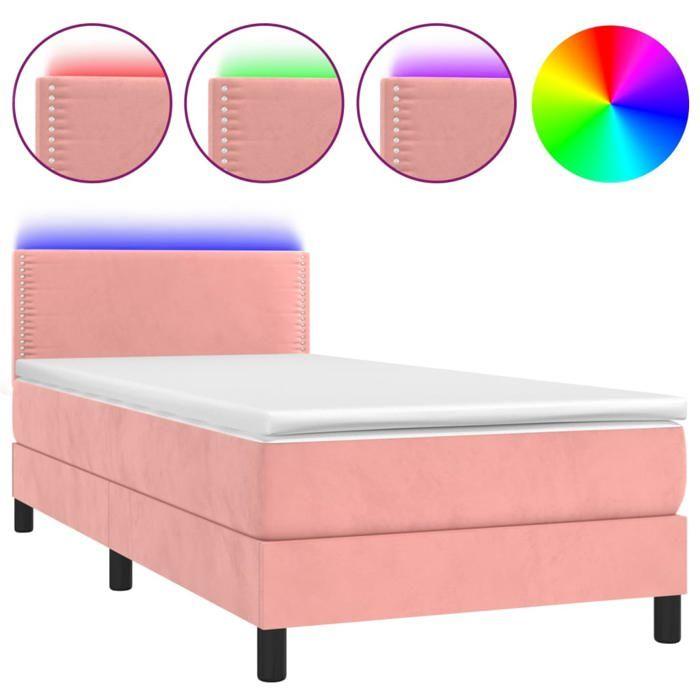 VidaXL Sommier à Lattes de Lit avec Matelas et LED, Lit Rembourré, Lit Simple, Lit Adulte de Chambre à Coucher Intérieur, 3134332