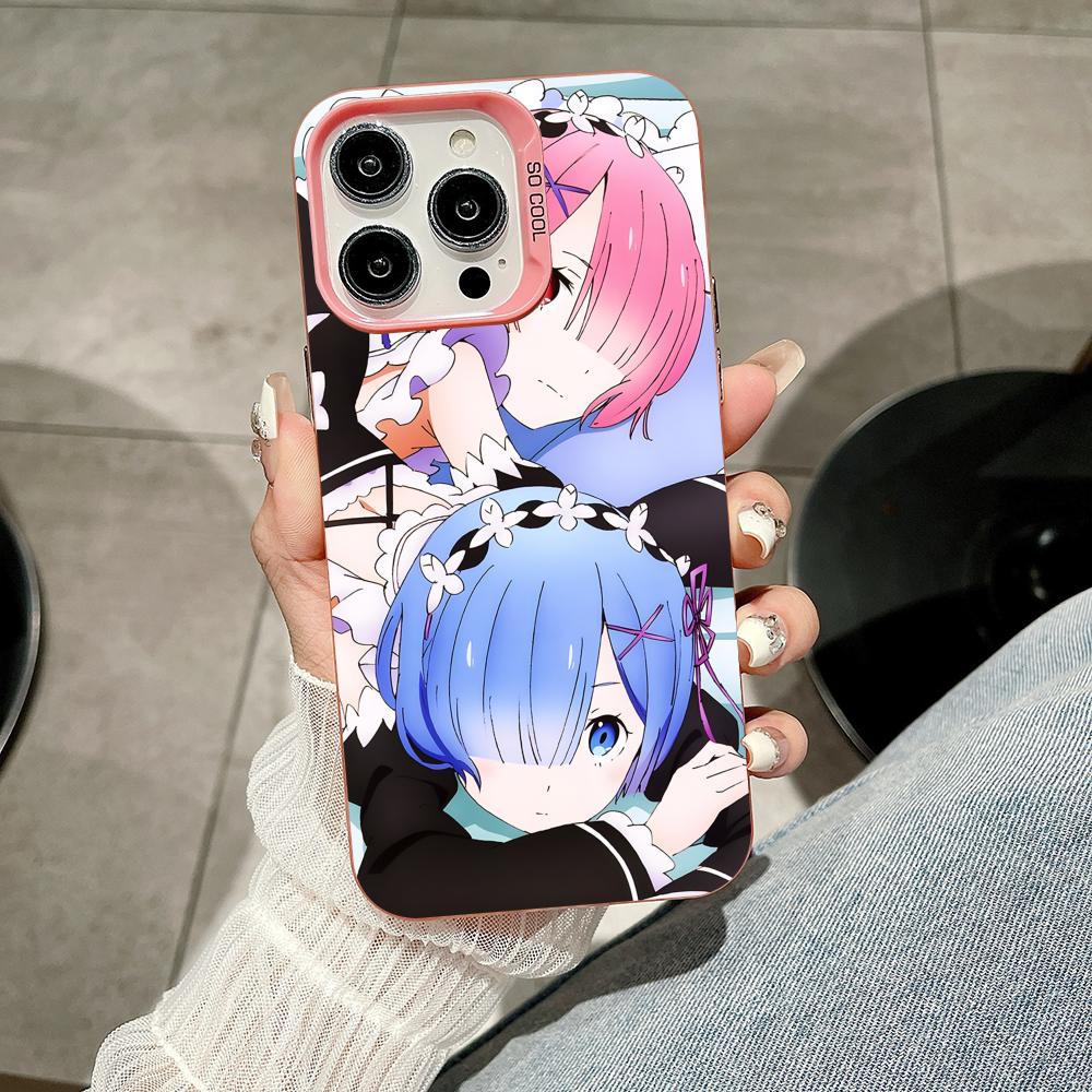 

ReZero Rem Ram Pink Translucent Mobile Phone Case for iPhone 17 16 15 14 13 12 11 X XR XS Air Pro Max Plus Colorful Cover iPhone XS